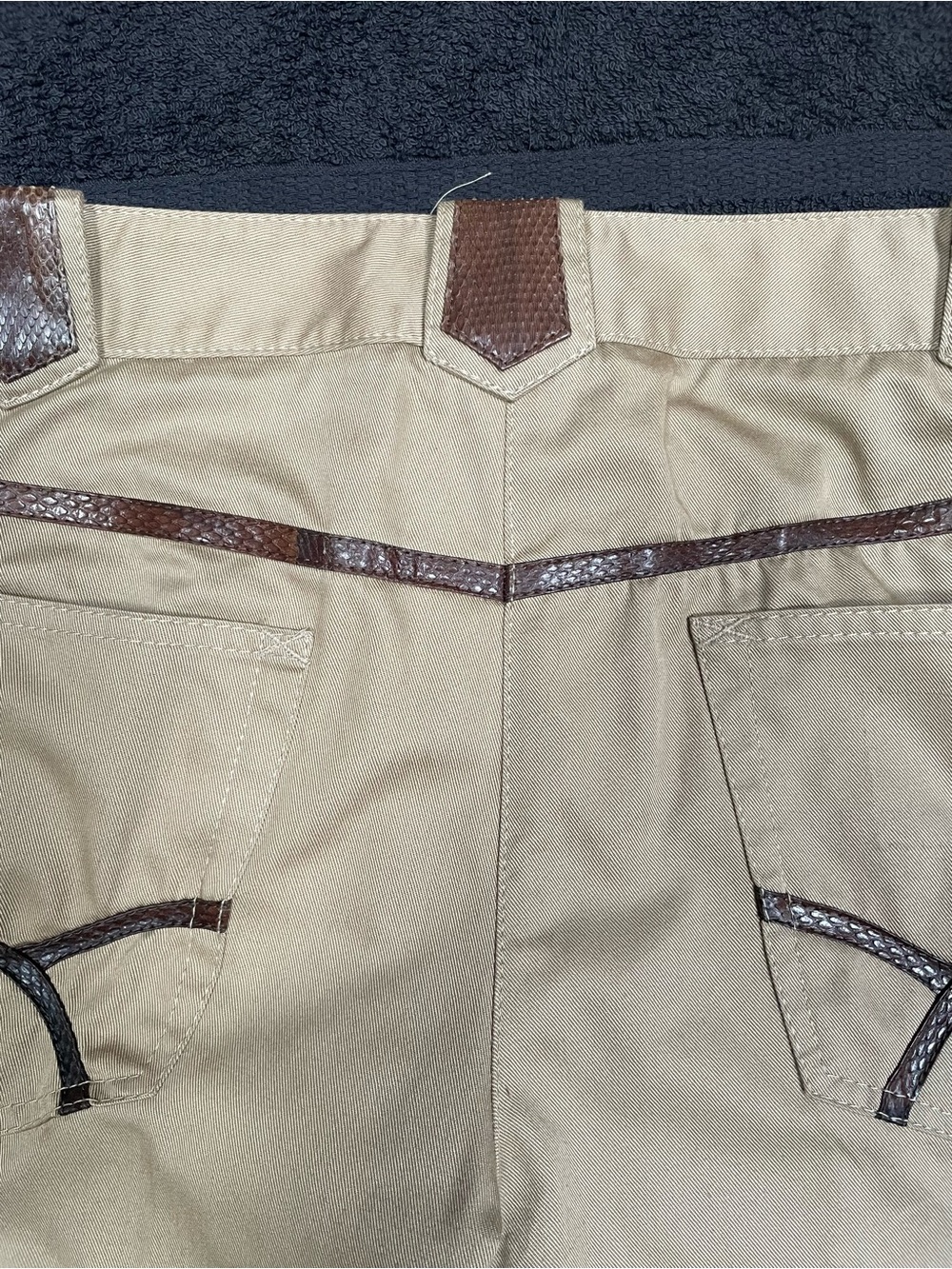 Dolce & Gabbana Beige Chinos with Brown Snakeskin Trim - Picture 7 of 11